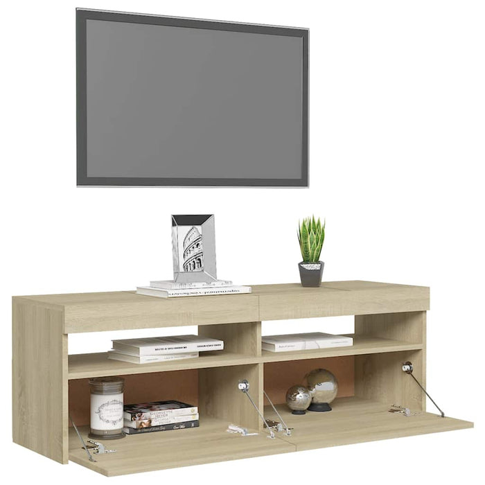 Comodă TV cu lumini LED, stejar Sonoma, 120x35x40 cm - WALTI WALTI