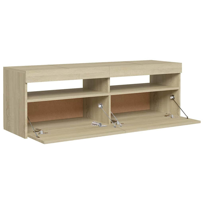 Comodă TV cu lumini LED, stejar Sonoma, 120x35x40 cm - WALTI WALTI