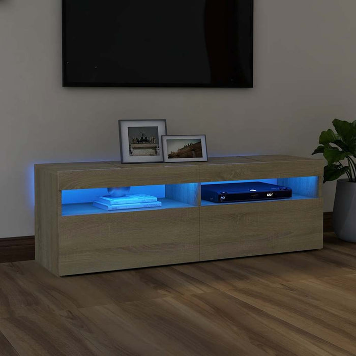 Comodă TV cu lumini LED, stejar Sonoma, 120x35x40 cm - WALTI WALTI