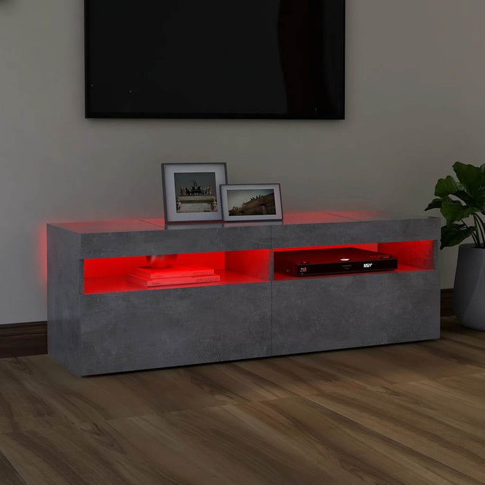 Comodă TV cu lumini LED, gri beton, 120x35x40 cm - WALTI WALTI