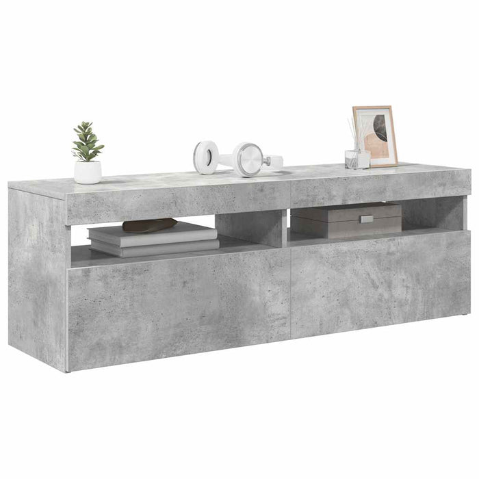 Comodă TV cu lumini LED, gri beton, 120x35x40 cm - WALTI WALTI