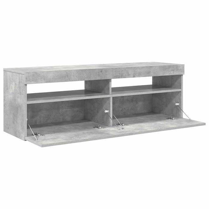 Comodă TV cu lumini LED, gri beton, 120x35x40 cm - WALTI WALTI