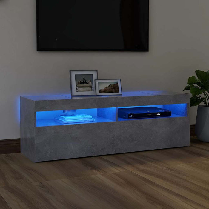 Comodă TV cu lumini LED, gri beton, 120x35x40 cm - WALTI WALTI