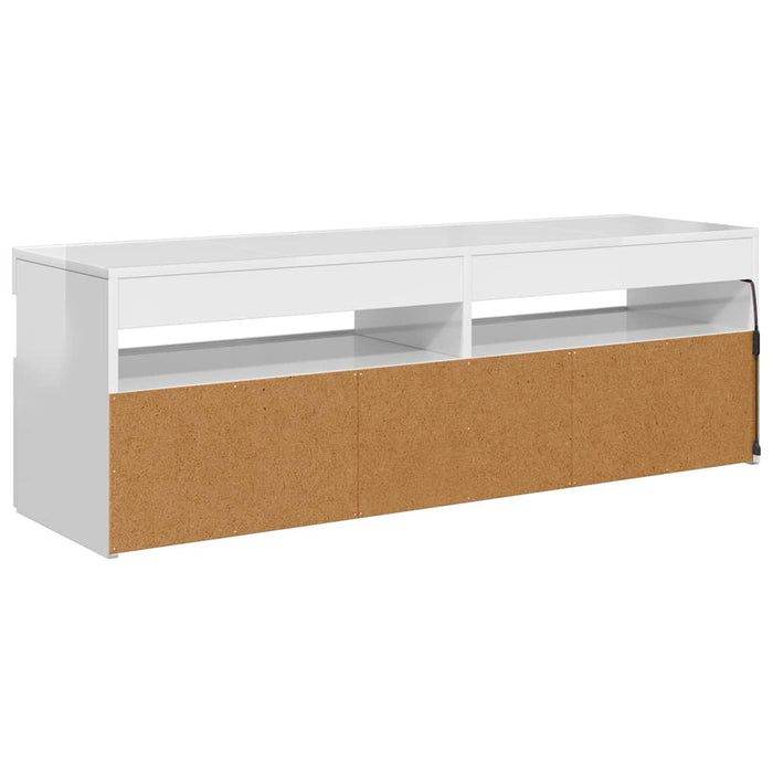 Comodă TV cu lumini LED, alb extralucios, 120x35x40 cm - WALTI WALTI