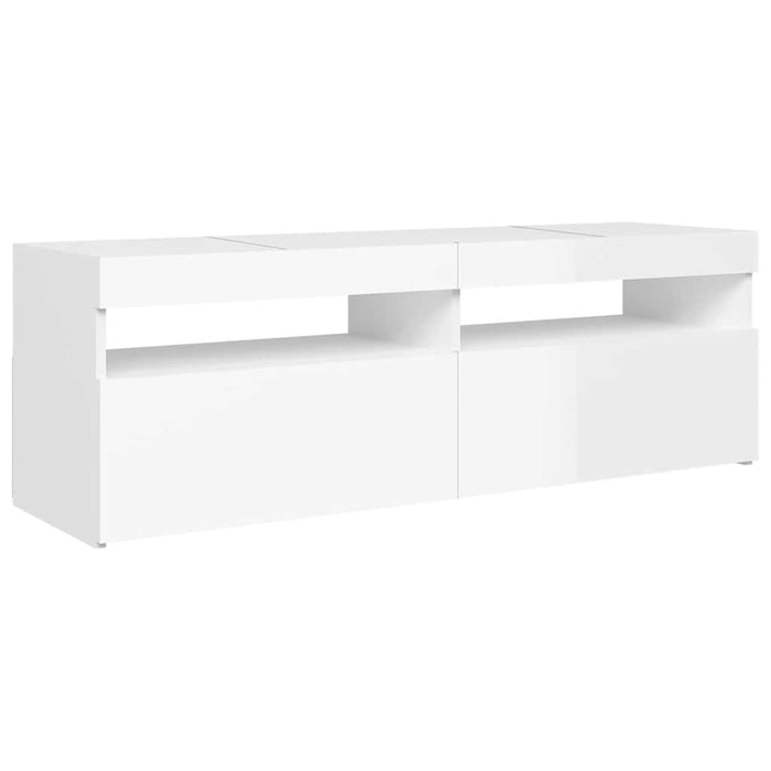 Comodă TV cu lumini LED, alb extralucios, 120x35x40 cm - WALTI WALTI