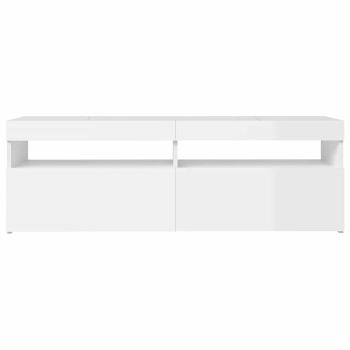 Comodă TV cu lumini LED, alb extralucios, 120x35x40 cm - WALTI WALTI
