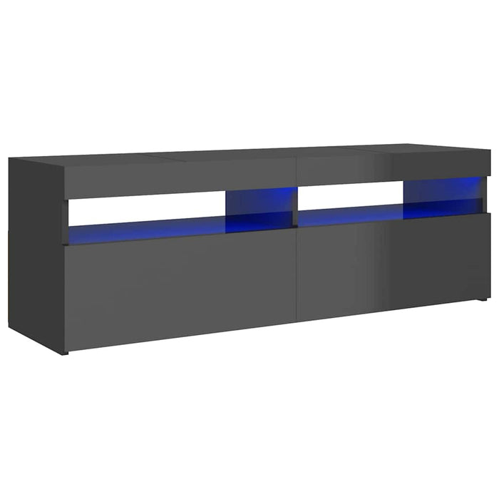 Comodă TV cu lumini LED, gri extralucios, 120x35x40 cm WALTI