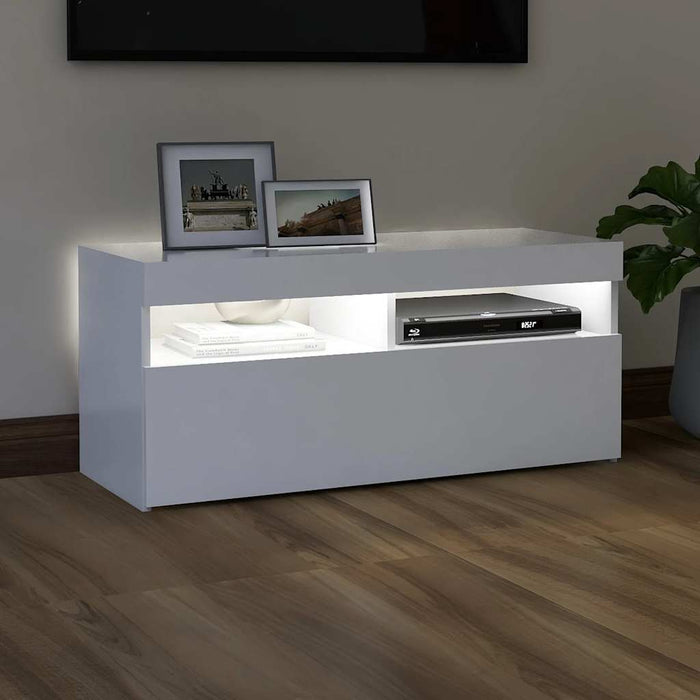 Comodă TV cu lumini LED, alb, 90x35x40 cm - WALTI WALTI