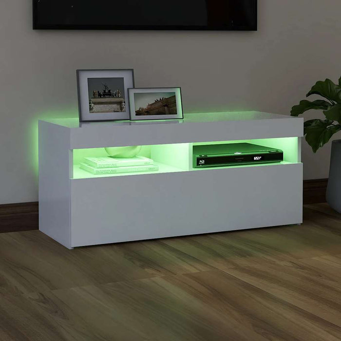 Comodă TV cu lumini LED, alb, 90x35x40 cm - WALTI WALTI