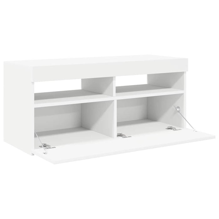 Comodă TV cu lumini LED, alb, 90x35x40 cm - WALTI WALTI