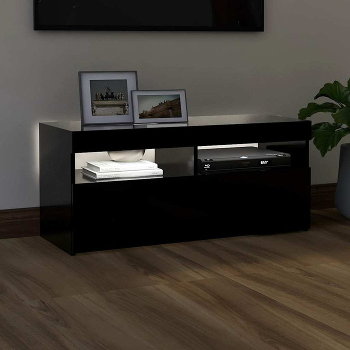 Comodă TV cu lumini LED, negru, 90x35x40 cm - WALTI WALTI
