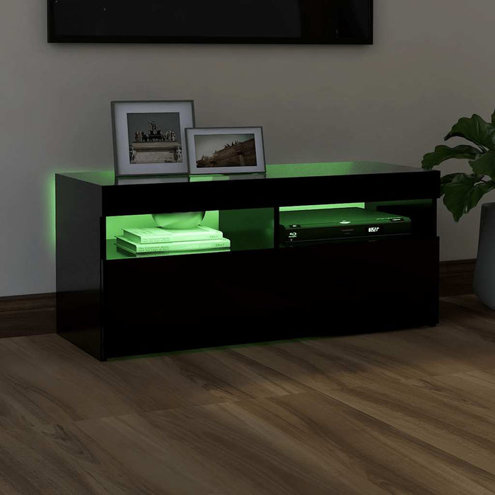 Comodă TV cu lumini LED, negru, 90x35x40 cm - WALTI WALTI
