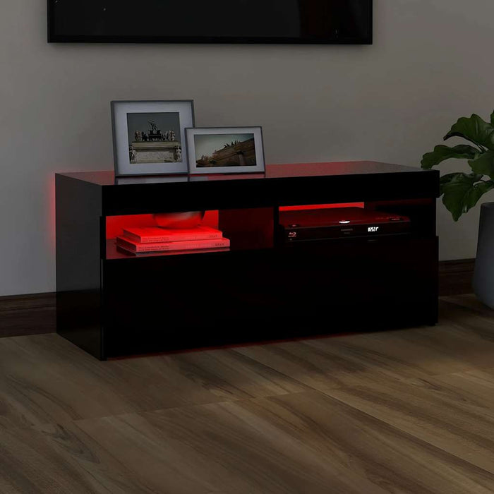 Comodă TV cu lumini LED, negru, 90x35x40 cm - WALTI WALTI