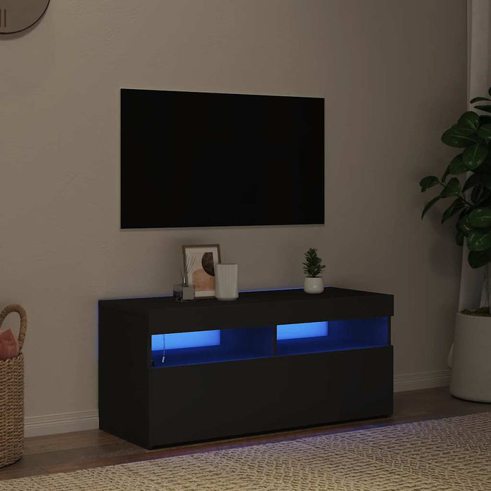 Comodă TV cu lumini LED, negru, 90x35x40 cm - WALTI WALTI