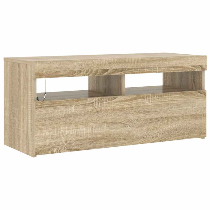 Comodă TV cu lumini LED, stejar sonoma, 90x35x40 cm - WALTI WALTI