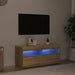 Comodă TV cu lumini LED, stejar sonoma, 90x35x40 cm - WALTI WALTI