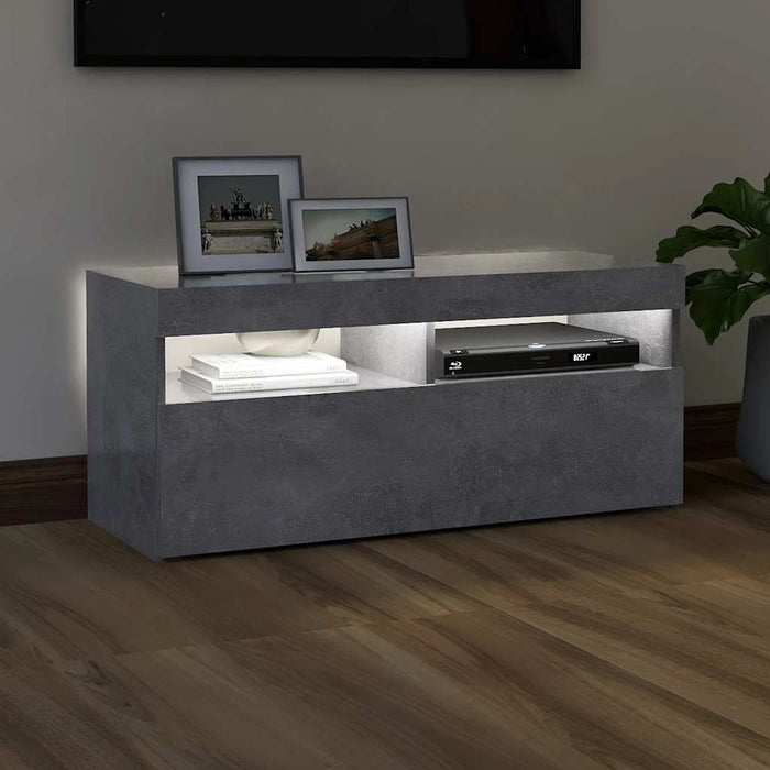 Comodă TV cu lumini LED, gri beton, 90x35x40 cm - WALTI WALTI
