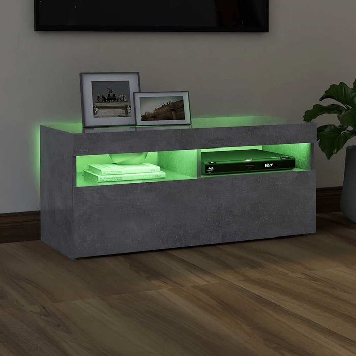 Comodă TV cu lumini LED, gri beton, 90x35x40 cm - WALTI WALTI