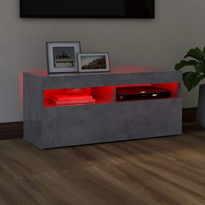 Comodă TV cu lumini LED, gri beton, 90x35x40 cm - WALTI WALTI