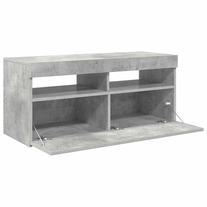 Comodă TV cu lumini LED, gri beton, 90x35x40 cm - WALTI WALTI