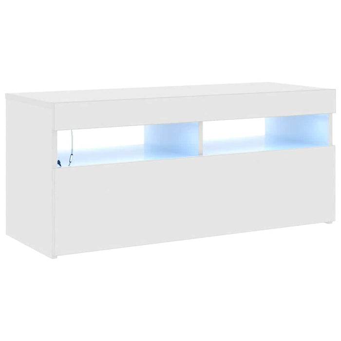 Comodă TV cu lumini LED, alb extralucios, 90x35x40 cm - WALTI WALTI