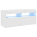 Comodă TV cu lumini LED, alb extralucios, 90x35x40 cm - WALTI WALTI