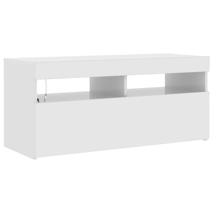 Comodă TV cu lumini LED, alb extralucios, 90x35x40 cm - WALTI WALTI