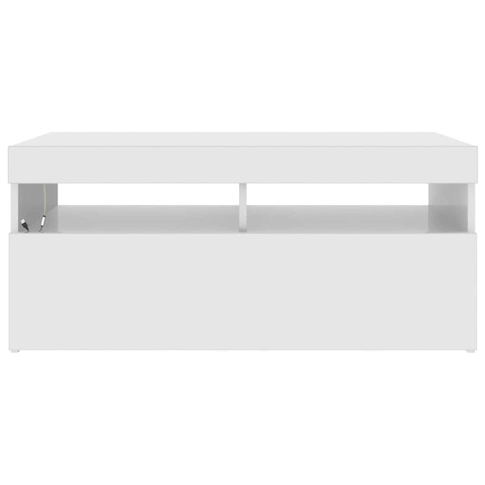 Comodă TV cu lumini LED, alb extralucios, 90x35x40 cm - WALTI WALTI