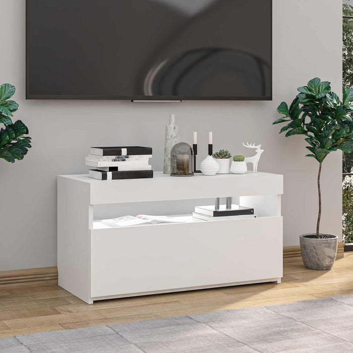 Comodă TV cu lumini LED, alb, 75x35x40 cm - WALTI WALTI