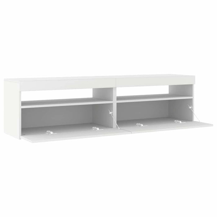 Comode TV cu lumini LED, 2 buc., alb, 75x35x40 cm - WALTI WALTI