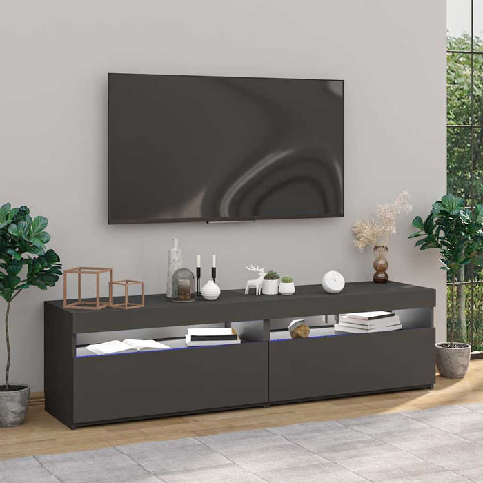 Comode TV cu lumini LED, 2 buc., gri, 75x35x40 cm WALTI