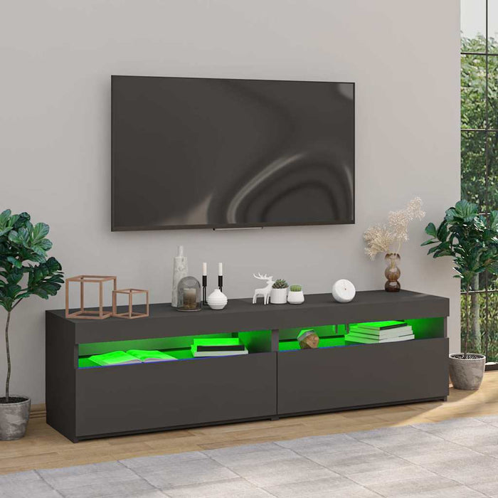 Comode TV cu lumini LED, 2 buc., gri, 75x35x40 cm WALTI