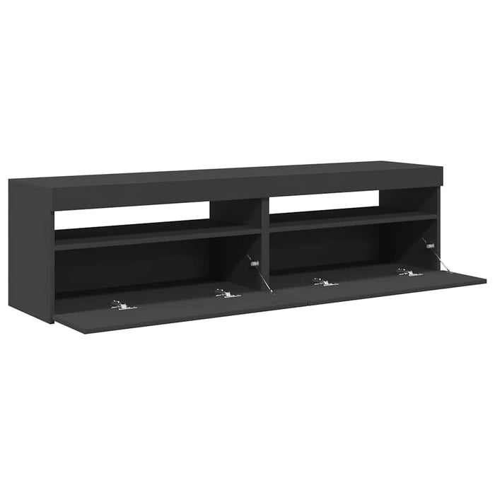 Comode TV cu lumini LED, 2 buc., gri, 75x35x40 cm WALTI