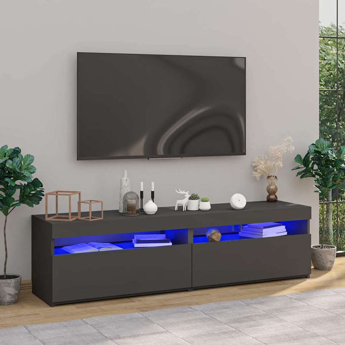 Comode TV cu lumini LED, 2 buc., gri, 75x35x40 cm WALTI