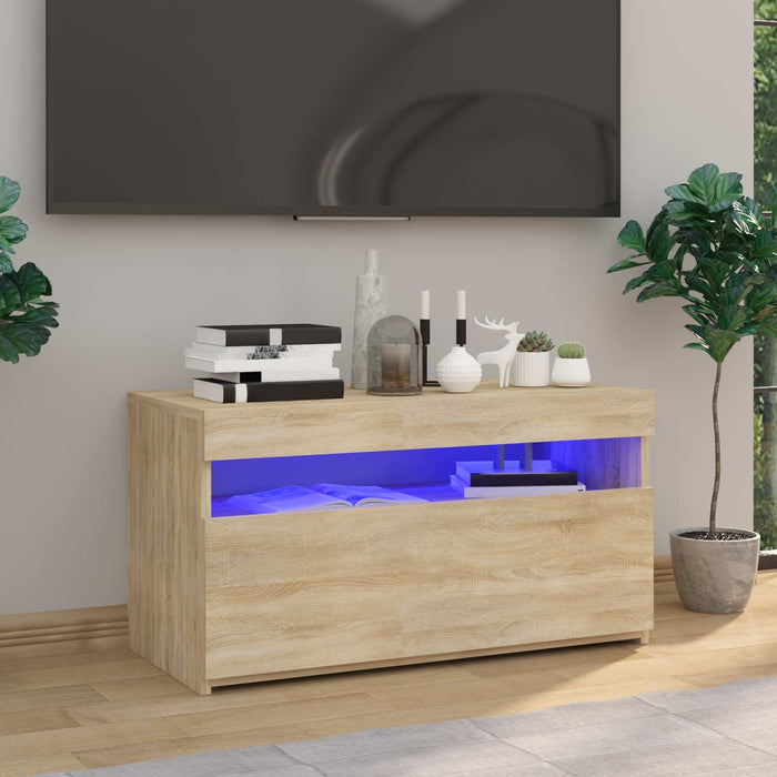 Comodă TV cu lumini LED, stejar sonoma, 75x35x40 cm - WALTI WALTI