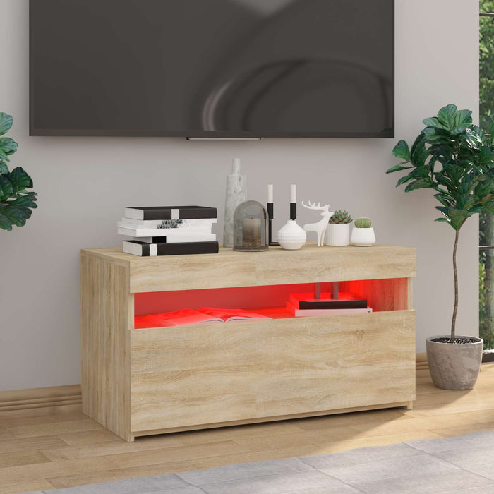 Comodă TV cu lumini LED, stejar sonoma, 75x35x40 cm - WALTI WALTI