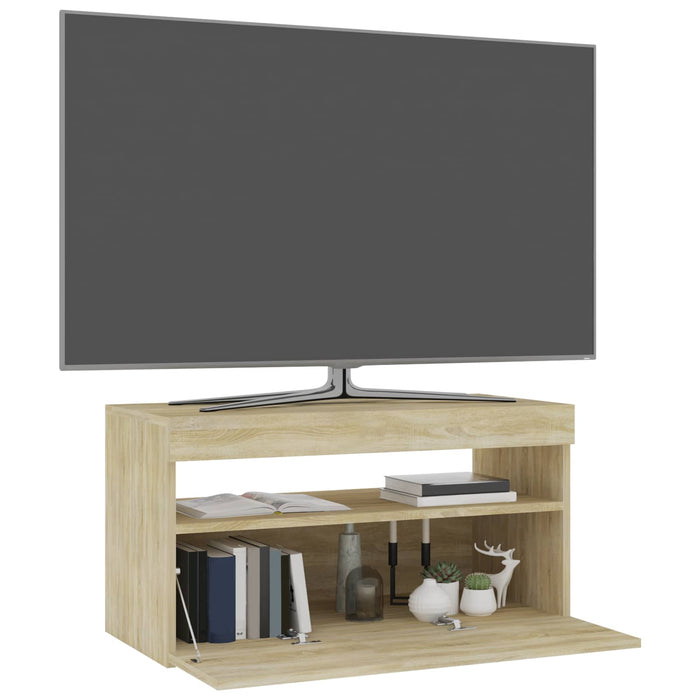Comodă TV cu lumini LED, stejar sonoma, 75x35x40 cm - WALTI WALTI