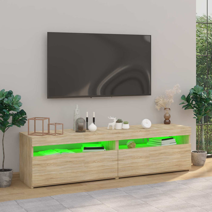 Comode TV cu lumini LED, 2 buc., stejar sonoma, 75x35x40 cm - WALTI WALTI