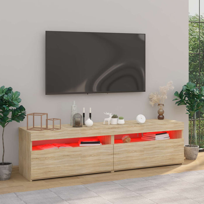 Comode TV cu lumini LED, 2 buc., stejar sonoma, 75x35x40 cm - WALTI WALTI