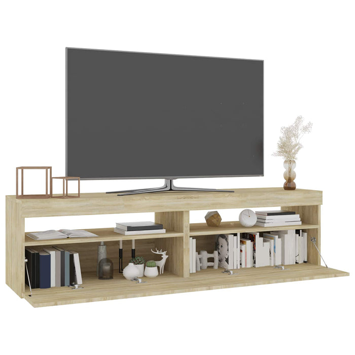 Comode TV cu lumini LED, 2 buc., stejar sonoma, 75x35x40 cm - WALTI WALTI