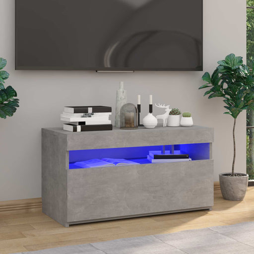 Comodă TV cu lumini LED, gri beton, 75x35x40 cm - WALTI WALTI