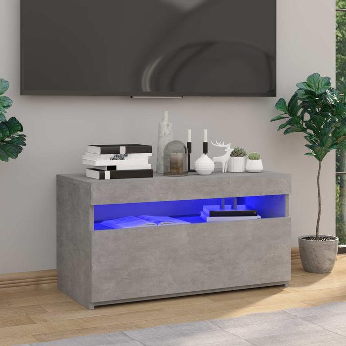 Comodă TV cu lumini LED, gri beton, 75x35x40 cm - WALTI WALTI