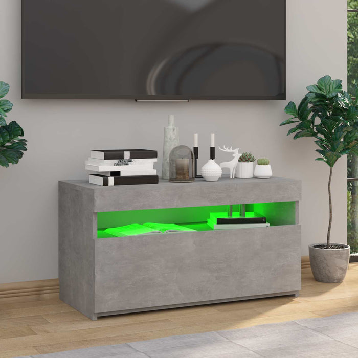 Comodă TV cu lumini LED, gri beton, 75x35x40 cm - WALTI WALTI