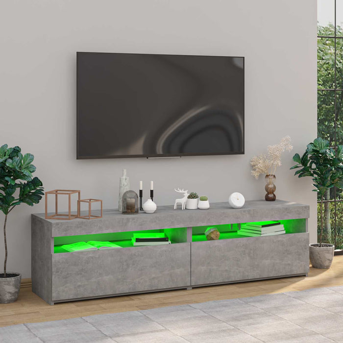 Comode TV cu lumini LED, 2 buc., gri beton, 75x35x40 cm - WALTI WALTI