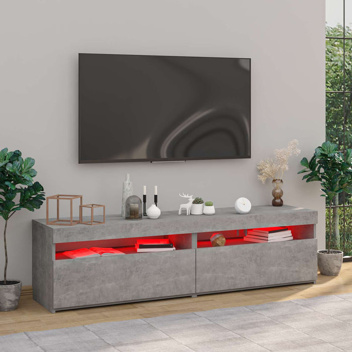 Comode TV cu lumini LED, 2 buc., gri beton, 75x35x40 cm - WALTI WALTI