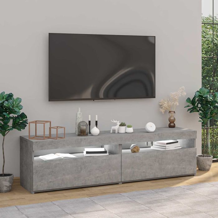 Comode TV cu lumini LED, 2 buc., gri beton, 75x35x40 cm - WALTI WALTI