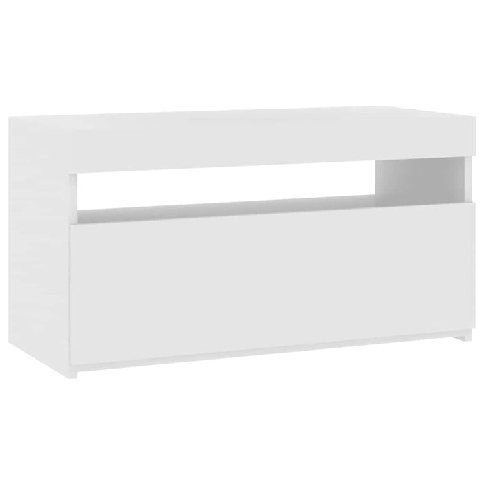 Comodă TV cu lumini LED, alb extralucios, 75x35x40 cm - WALTI WALTI