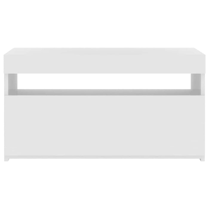 Comodă TV cu lumini LED, alb extralucios, 75x35x40 cm - WALTI WALTI