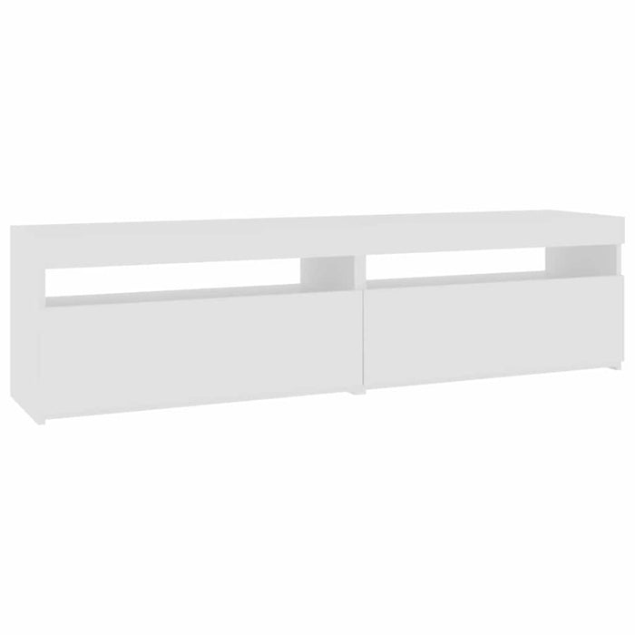 Comode TV cu lumini LED, 2 buc., alb extralucios, 75x35x40 cm WALTI