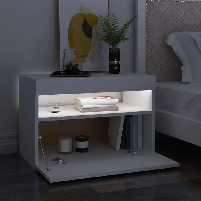 Comodă TV cu lumini LED, alb, 60x35x40 cm - WALTI WALTI
